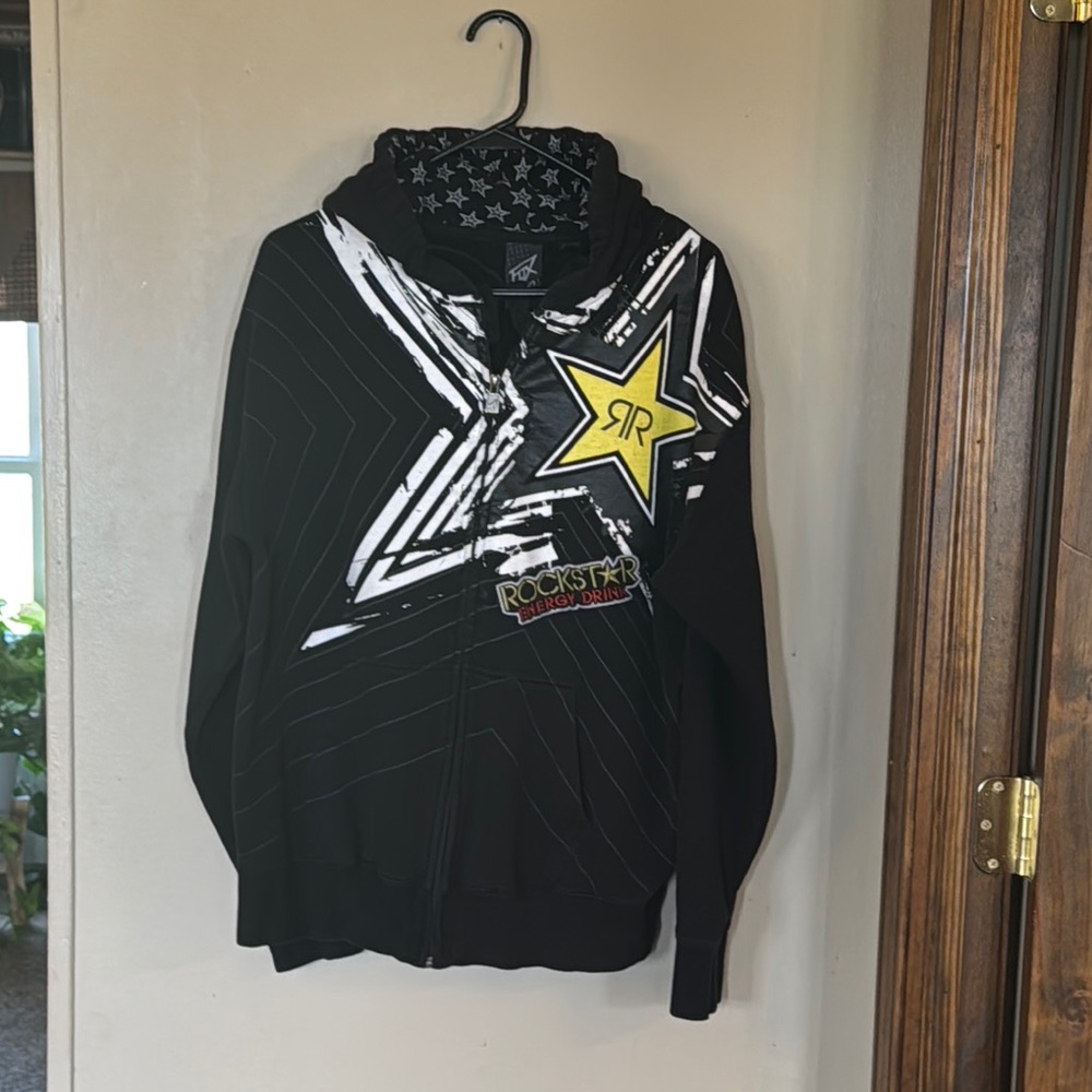 Fox Black Zip Up Sweatshirt with Bold Star Design